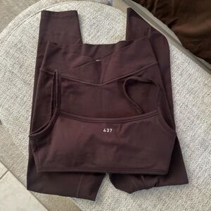 Women’s High-Waist Active Leggings & Matching Sports Bra - Deep Brown